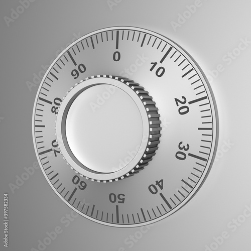 combination lock on gray background. Isolated 3D illustration