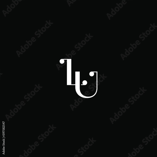 L U letter logo abstract design on black color background. lu monogram photo