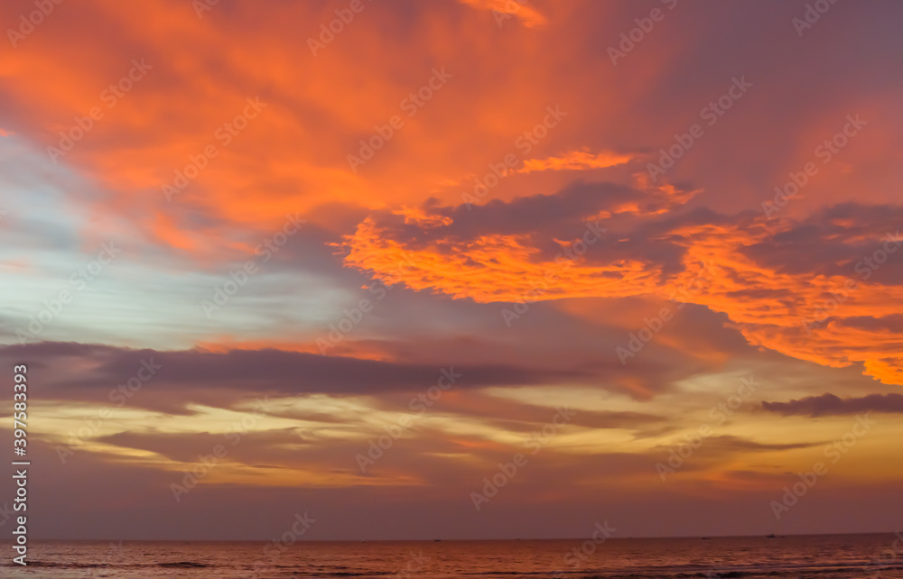 Sunset on the Indian ocean Sri Lanka Hikkaduwa