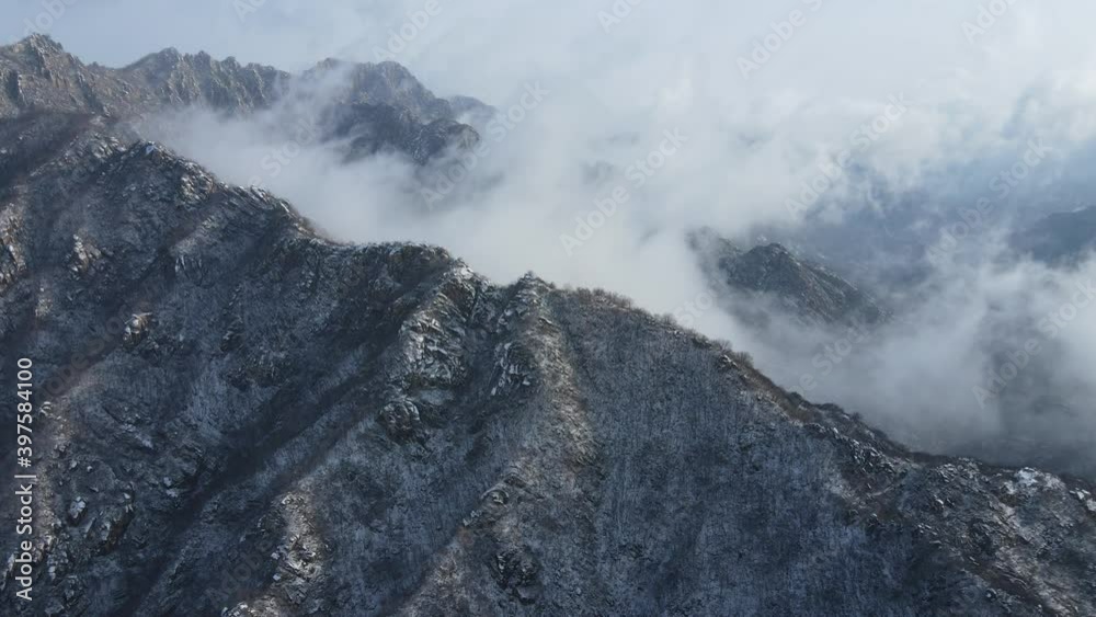 Aerial photography of the snow scene in the suburbs of Beijing Aerial photography of the snow scene in the suburbs of Beijing