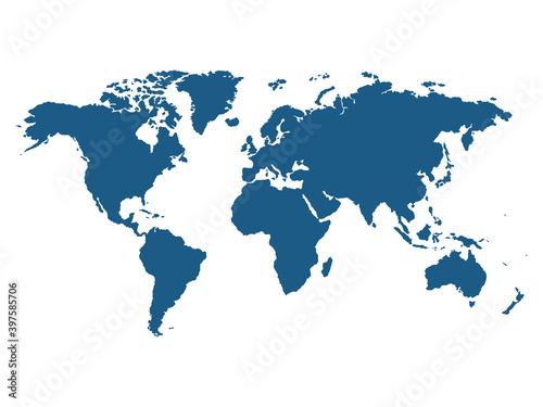 Fototapeta Naklejka Na Ścianę i Meble -  World map. Earth continents illustration isolated on white background. Education symbol.