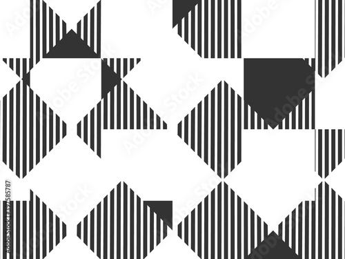 Abstract geometric elements background. Black and white banner vector illustration. 