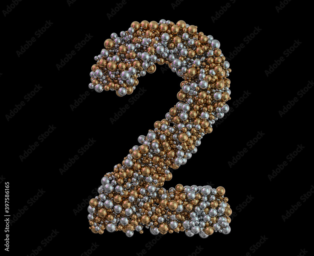 Light gold digit two on the background. 3D Light gold digit two on the background. 3D