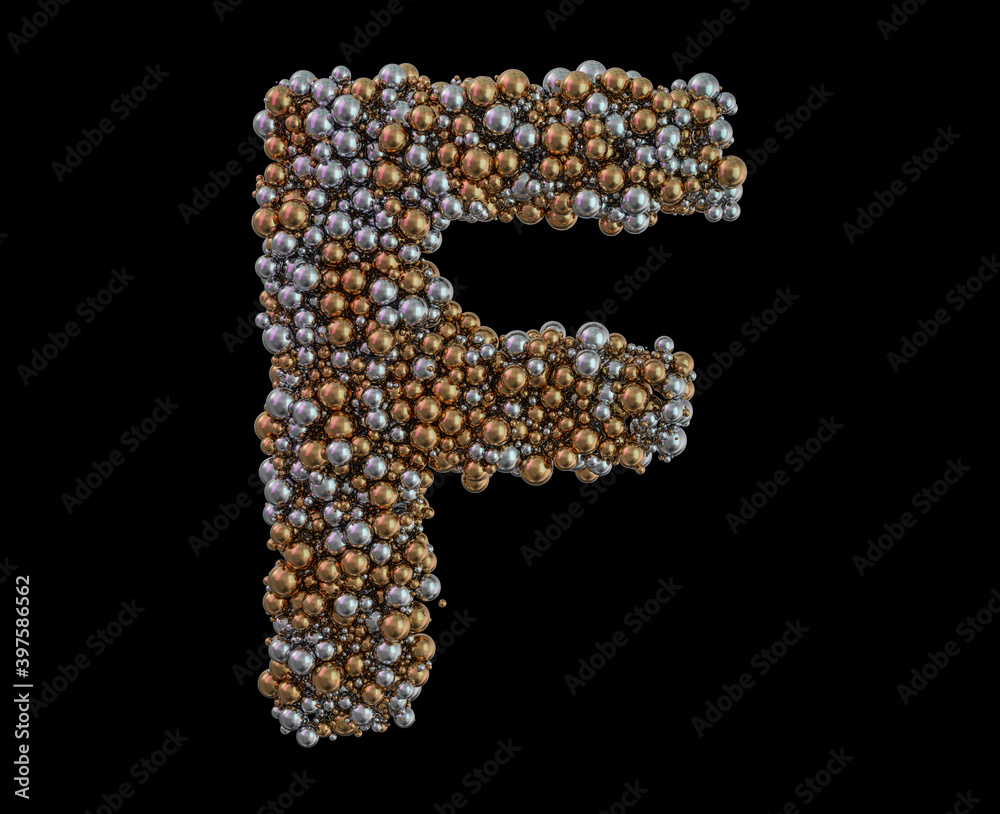 Light gold letter F on the background. 3D Light gold letter F on the background. 3D