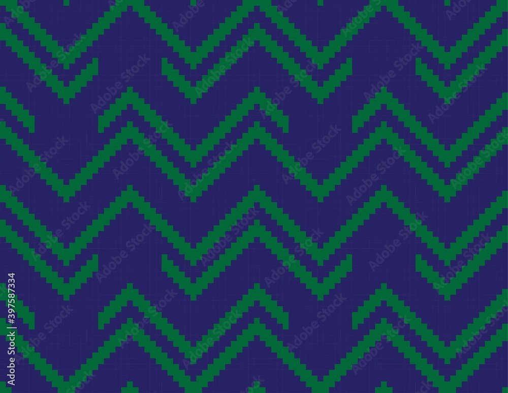 Fototapeta premium Blue Chevron Seamless Pattern Background