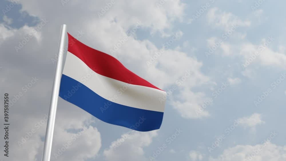 Netherlands Flag with 3D Rendering Closeup Cinematic. 4K Netherlands Flag with 3D Rendering Closeup Cinematic. 4K