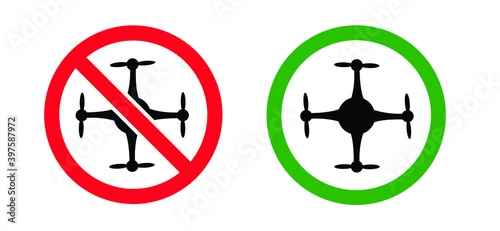 Stop no drone zone signs No fly camera video drones sign Stop halt allowed area icons Vector privacy symbol Forbid air flights with drone prohibited Aircraft or quadcopter flights restrictive photo