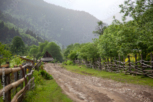 rural road in the mountains in the Western Caucasus