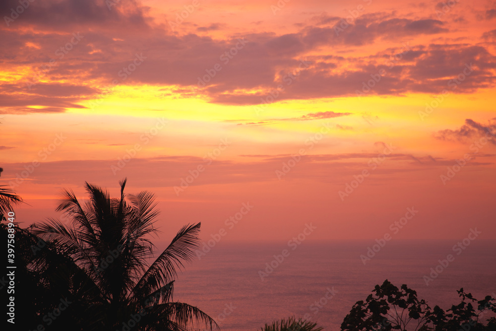 Views of beautiful sunset in Phuket in Thailand