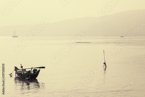 Fishing boats standing in the Bay in Phuket