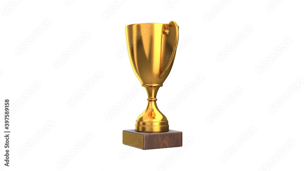 3D render of Gold Trophy Cup isolated on white