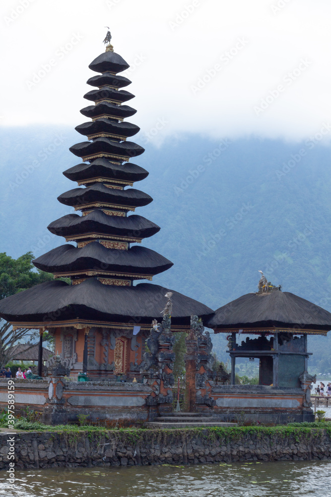 a beautiful temple at Bedugul Lake, Bali Indonesia a beautiful temple at Bedugul Lake, Bali Indonesia