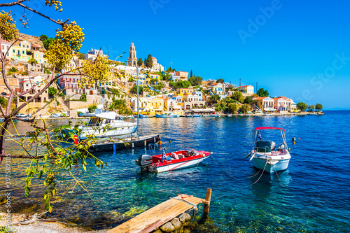 Symi Island harbour view in Greece. photo