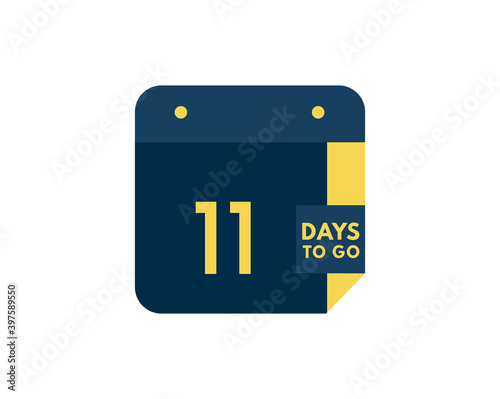 11 days to go calendar icon on white background, 11 days countdown, Countdown left days banner image