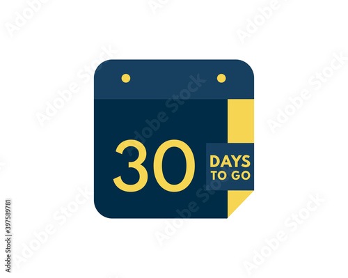 30 days to go calendar icon on white background, 30 days countdown, Countdown left days banner image