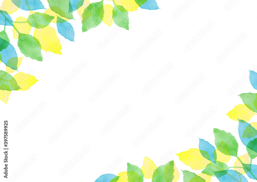 Fototapeta premium 水彩で描いた新緑の背景イラスト