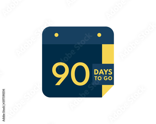 90 days to go calendar icon on white background, 90 days countdown, Countdown left days banner image