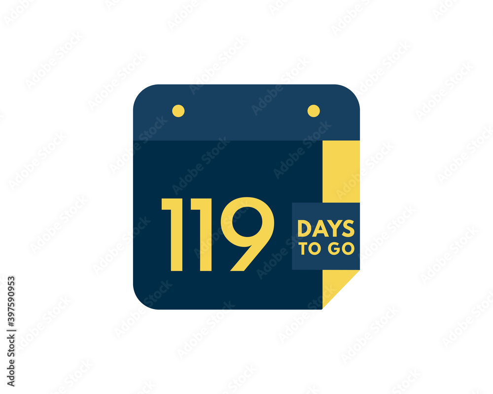 119 days to go calendar icon on white background, 119 days countdown, Countdown left days banner image 119 days to go calendar icon on white background, 119 days countdown, Countdown left days banner image