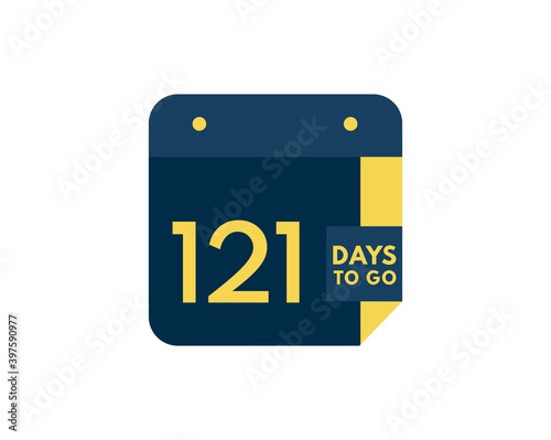 121 days to go calendar icon on white background, 121 days countdown, Countdown left days banner image