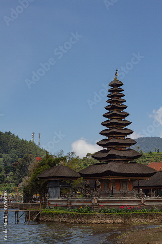 temple of Hindu in the Bedugul Lake, Bali Indonesia
