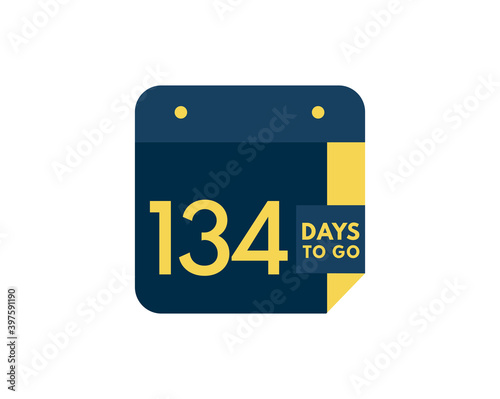 134 days to go calendar icon on white background, 134 days countdown, Countdown left days banner image