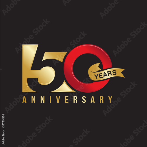 50 years anniversary celebration gold vector template