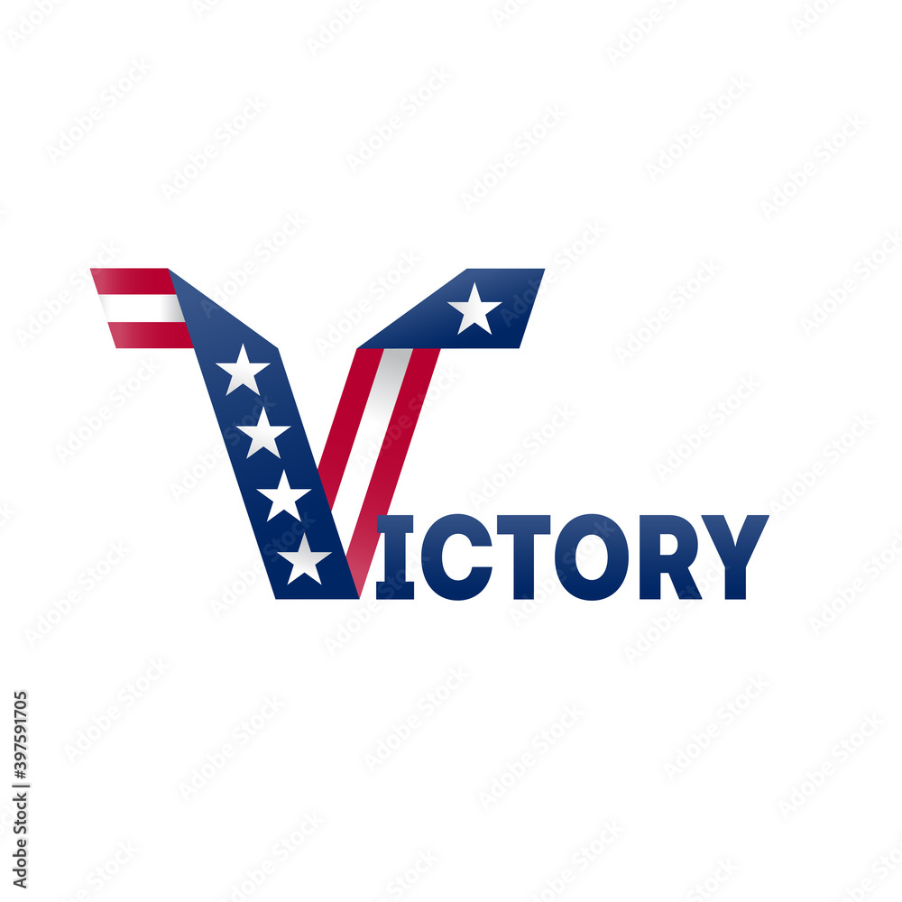 Victory on election in USA. Banner design for presidential election. Design template of poster, flyer or sticker for Political election campaign.