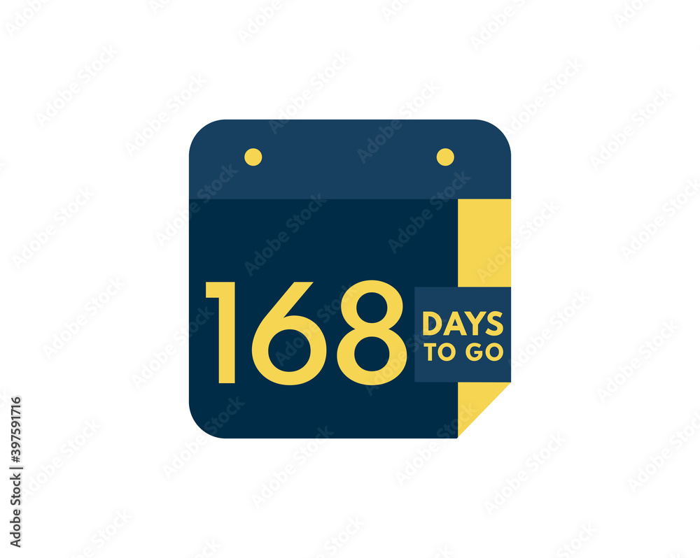 Fototapeta premium 168 days to go calendar icon on white background, 168 days countdown, Countdown left days banner image