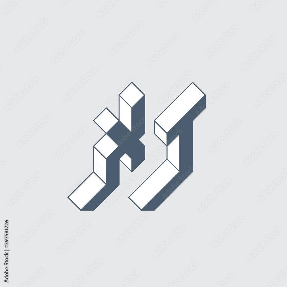 Three-dimension letters X and T. Isometric 3d font for design. XT - monogram or logotype. Vector. Volume alphabet. Three-dimension letters X and T. Isometric 3d font for design. XT - monogram or logotype. Vector. Volume alphabet.