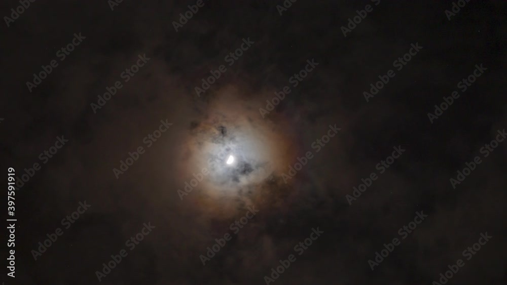 moonlight covered by clouds with spectrum around lunar, Cloudscape timelapse footage. Cloudy nighttime in full moon night beautiful moonlight shine through dark clouds sky. Nature background moonlight covered by clouds with spectrum around lunar, Cloudscape timelapse footage. Cloudy nighttime in full moon night beautiful moonlight shine through dark clouds sky. Nature background