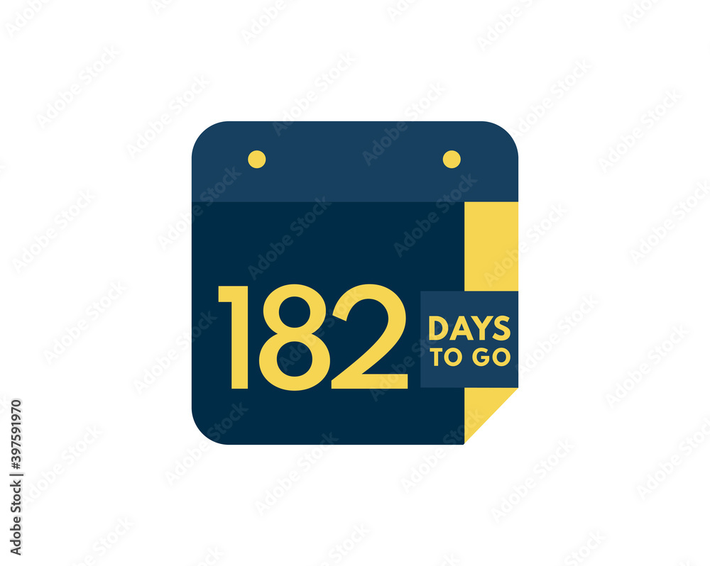 182 days to go calendar icon on white background, 182 days countdown, Countdown left days banner image 182 days to go calendar icon on white background, 182 days countdown, Countdown left days banner image