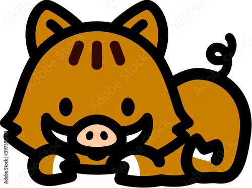 かわいいイノシシのキャラクター