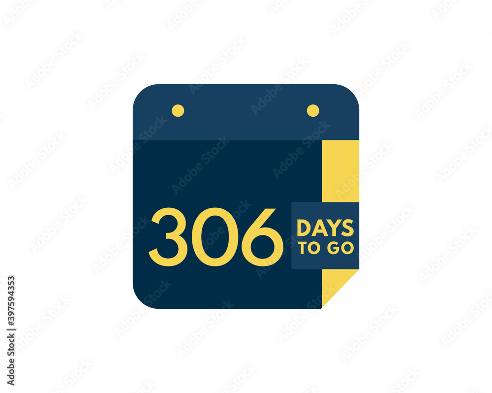 306 days to go calendar icon on white background, 306 days countdown, Countdown left days banner image 306 days to go calendar icon on white background, 306 days countdown, Countdown left days banner image