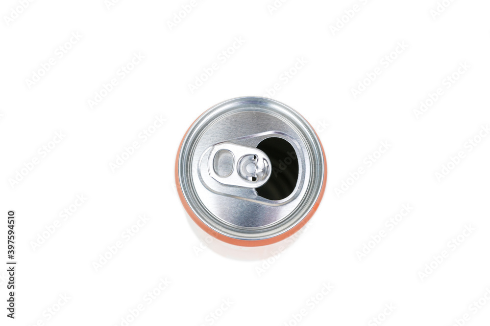 Open pink tin can isolated on white background. Open pink tin can isolated on white background.