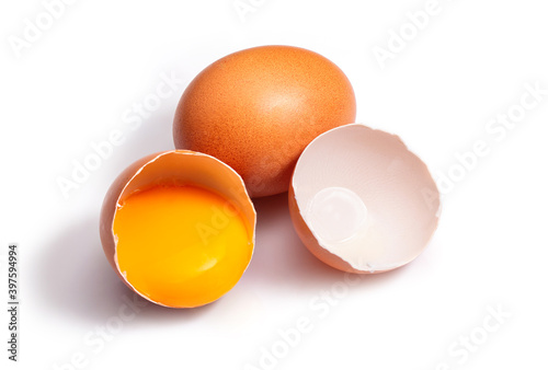 Chicken eggs isolated on white background.