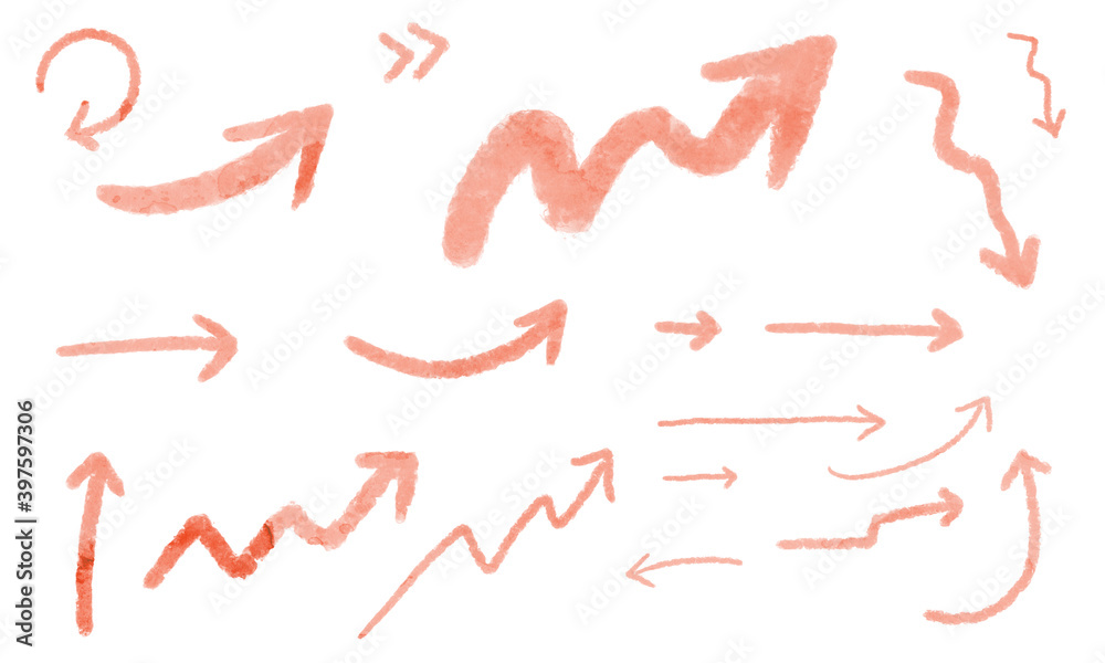 Watercolor arrow material set illustration Watercolor arrow material set illustration