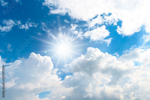 Sunlight and clouds with blue sky background