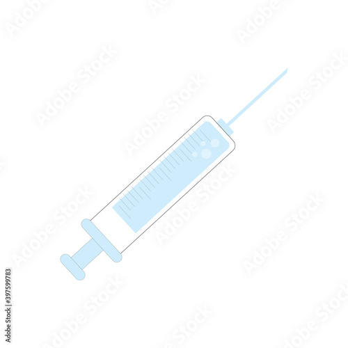 Syringe to inoculation, medication injecting, healthcare procedure