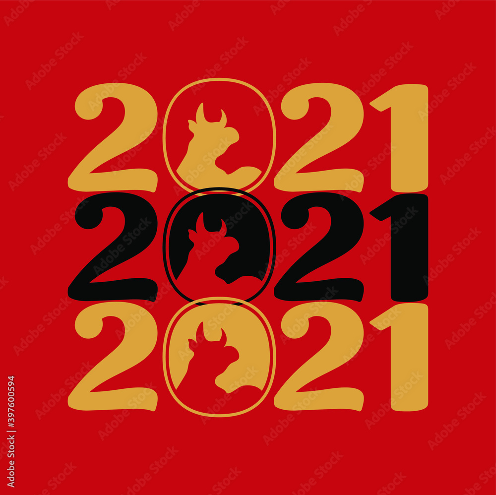 2021 Chinese New Year vector illustration. Minimal flat style design. Concept for holiday card, banner, poster, decor element. Spaces for your text. (Chinese translation Happy chinese new year) 2021 Chinese New Year vector illustration. Minimal flat style design. Concept for holiday card, banner, poster, decor element. Spaces for your text. (Chinese translation Happy chinese new year)