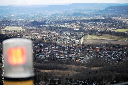 Photography Positionslicht bei Holmenkollbakken mit Sicht auf die Stadt