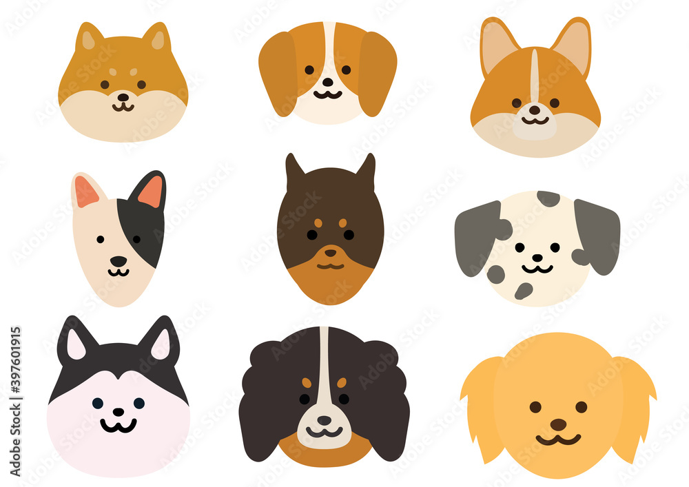 いろんな犬種のイラスト　中型犬・大型犬