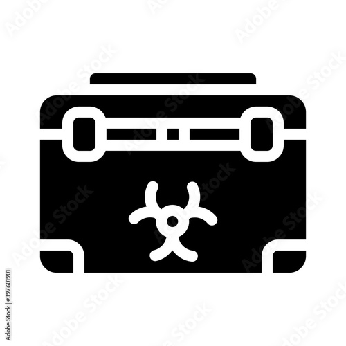 disposal box for biomaterials, needles and syringes glyph icon vector illustration