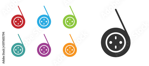 Black Yoyo toy icon isolated on white background. Set icons colorful. Vector.