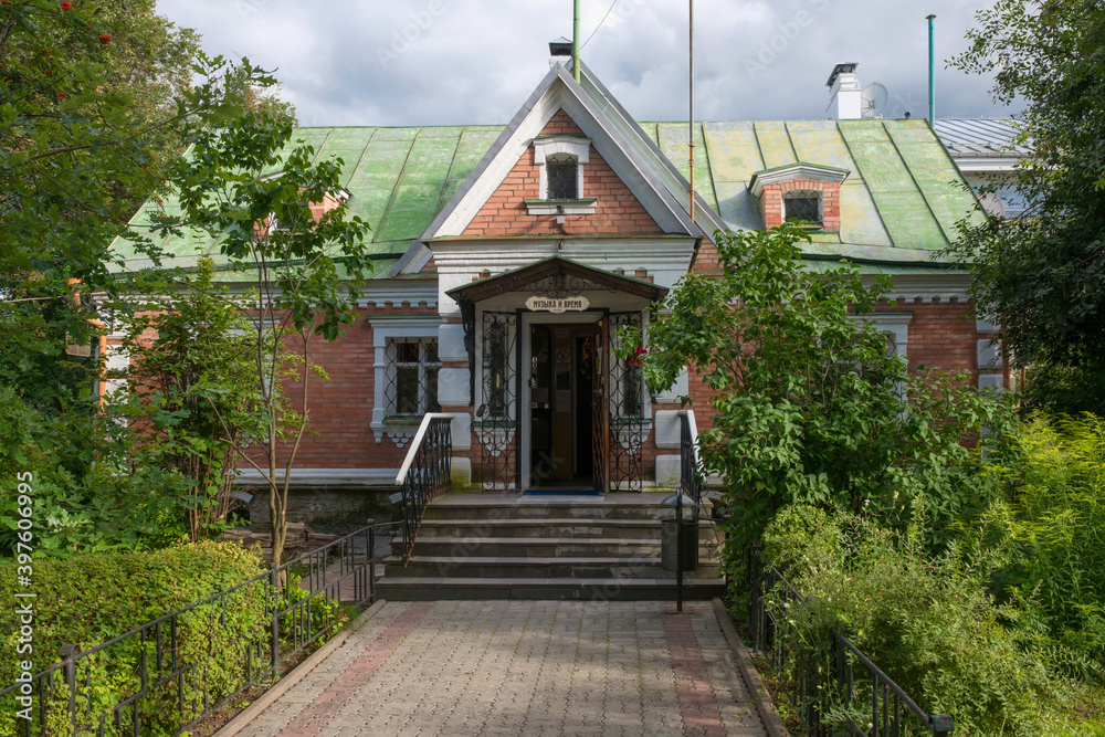 Entrance to the Museum Music and Time, located in the historical part of the city of Yaroslavl, in Volzhskaya embankment. Yaroslavl is part of the Golden Ring of Russia.