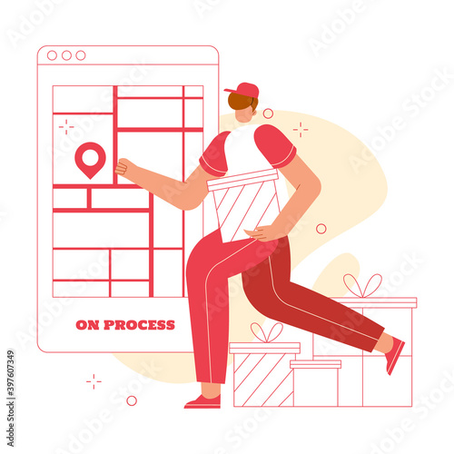 On delivery service vector flat illustration concept. Marketplace user interface. Suitable for mobile apps, website, and landing page.