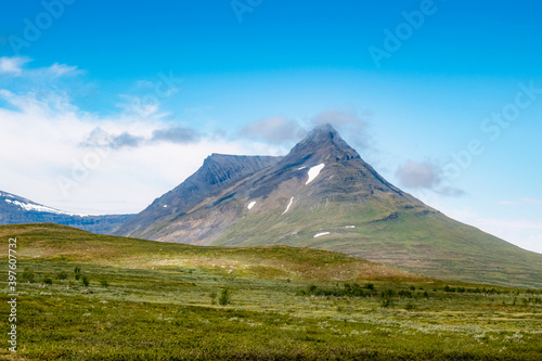 Vulcano shaped mountain in the fjell, Sweden