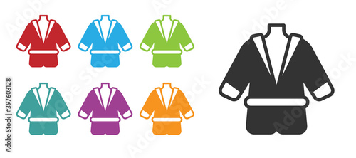 Black Bathrobe icon isolated on white background. Set icons colorful. Vector.