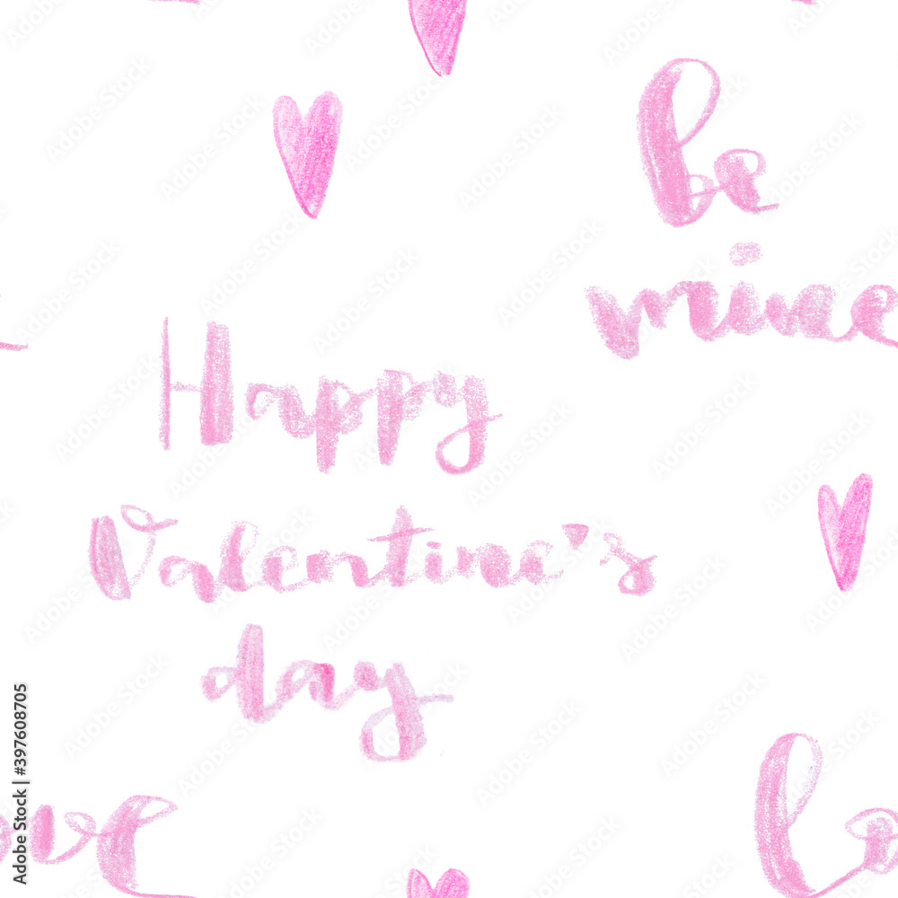 Valentine digital paper, Watercolor love quotes seamless pattern valentines day png Valentine patterns clipart Family clipart