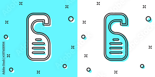 Black line Please do not disturb icon isolated on green and white background. Hotel Door Hanger Tags. Random dynamic shapes. Vector.