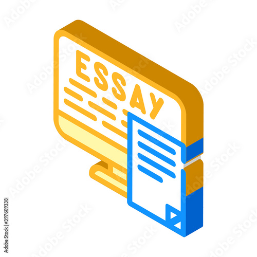 digital essay isometric icon vector illustration color